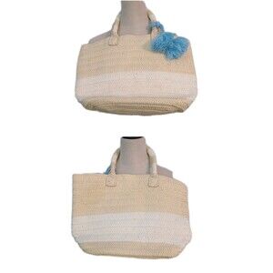 ALTRU Straw Tote Shoulder Bag Woven Braid Beach Summer Boho Tassel Coastal
